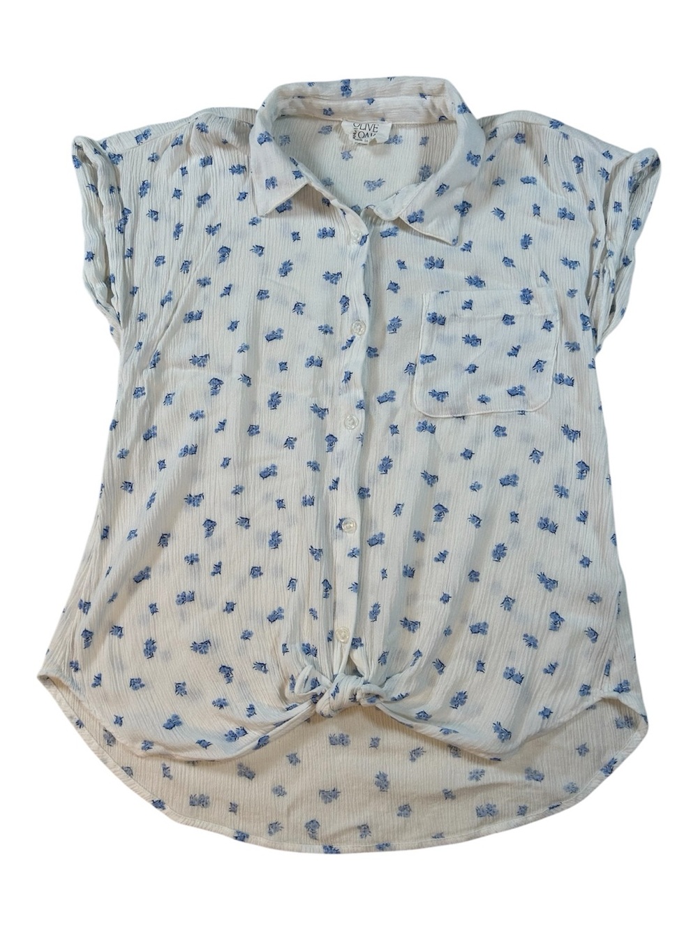 Olive & Oak Floral Gauze Tie-Front Blouse Boho Cottagecore Romantic